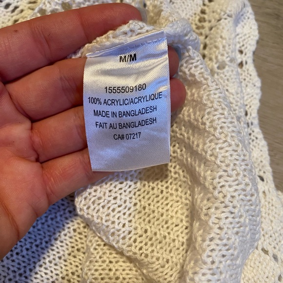 NWT Cream Knit Cold Shoulder Cotton Crochet Detail Boho Summer Size Medium - Picture 10 of 11
